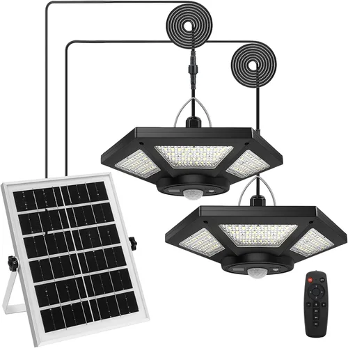 Vista 8 de AEQ - Luz solar de cobertizo para interiores y exteriores, funciona durante el día con control remoto, iluminación de 360°, impermeable, luces