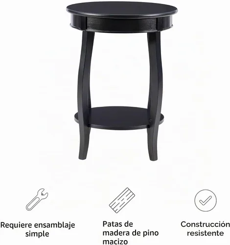 Vista 6 de Powell Mesa redonda para muebles con estante, color negro
