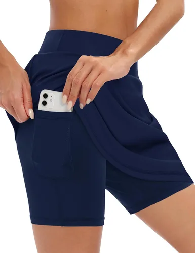 Vista 2 de LouKeith Falda pantalón de 19 pulgadas hasta la rodilla para mujer, faldas de tenis, faldas de golf atléticas, falda de entrenamiento casual