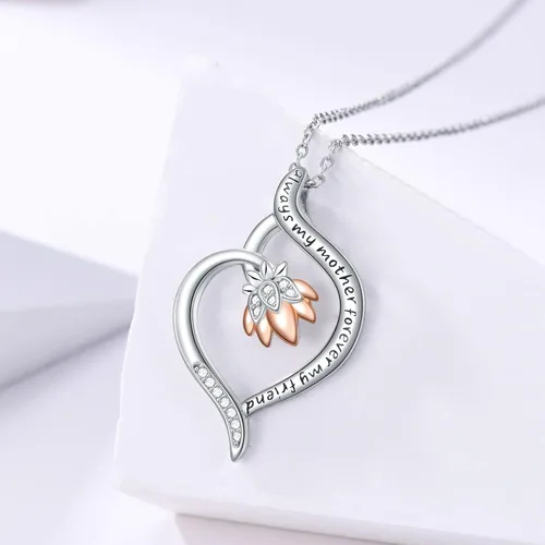 Vista 5 de VONALA Sterling Silver SunflowerRose CrossRoseLotus FlowerHonney BeePineapple Necklace for Women Flower Pendant Necklace Gifts for Girlfriend Wife