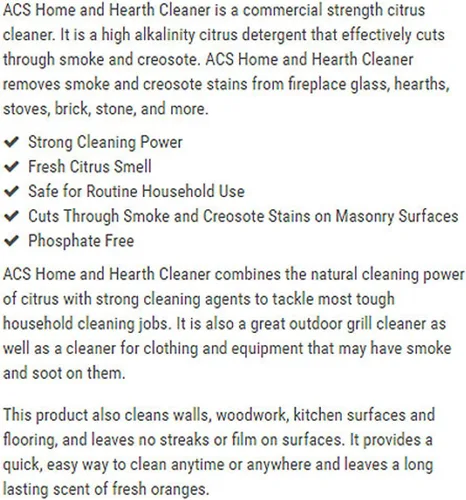 Vista 5 de ACS Home & Hearth Cleaner - Spray cítrico biodegradable para vidrio, parrilla y estufa, 22 onzas líquidas