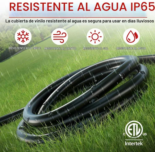 Vista 7 de Skrizcable Cable de extensión para exteriores de 16/3, 50 pies, impermeable, resistente a la intemperie y ignífugo, cable de alimentación negro de 3