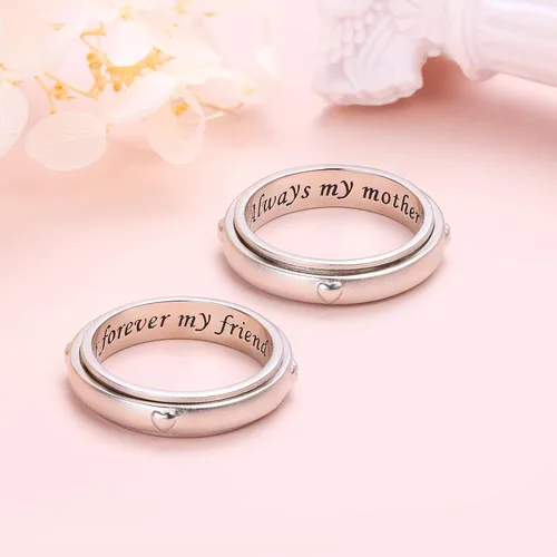 Vista 3 de Anillo giratorio de plata de ley 925 para la ansiedad, para mujeres, aliviar el estrés, el aburrimiento, TDAH, autismo, anillos para mujeres