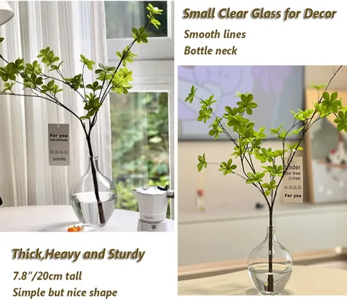 Vista 5 de Jarrón transparente para flores, florero de cristal para decoración del hogar, centros de mesa de cristal transparente para mesas, decoración