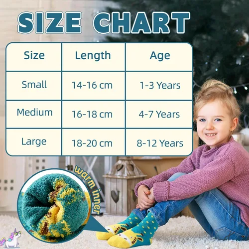 Vista 6 de Calcetines peludos para niños, antideslizantes, suaves y esponjosos, calcetines cálidos de felpa acogedora para niños y niñas, 6 pares