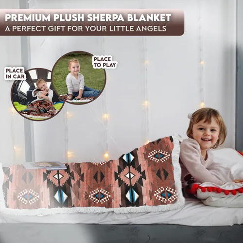 Vista 6 de Manta de forro polar sherpa ultrasuave acogedora manta de bebé de felpa para niños reversible con estampados aztecas lavable Tamaño amplio