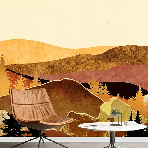 Vista 32 de SIGNFORD - Mural de pared de estilo nórdico con papel tapiz de paisaje natural extraíble para dormitorio o sala de estar.
