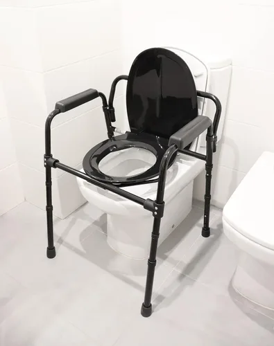 Vista 7 de PEPE Mobility Cómoda 3 en 1 con estructura resistente de soporte de doble barra transversal, silla estable con cubo, capacidad de peso de 300 Negro