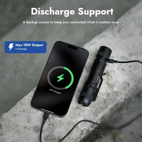 Vista 5 de WUBEN Linternas L3 de alto lúmenes, 3000 lúmenes, linterna brillante recargable, carga USB C de doble vía 6 modos, linterna de mano IP68