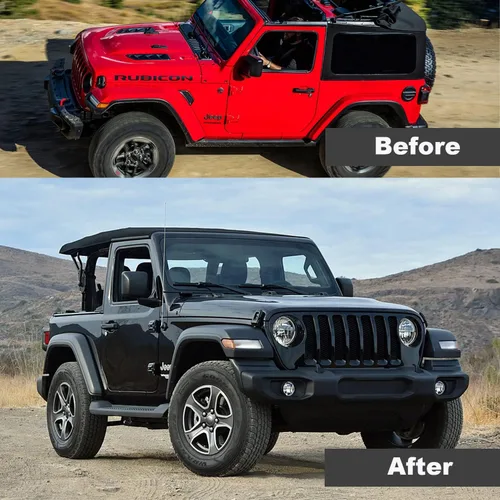 Vista 7 de Estribos compatibles con Jeep Wrangler JK Unlimited 2007-2018 de 2 puertas, barras Nerf con escalón lateral negro