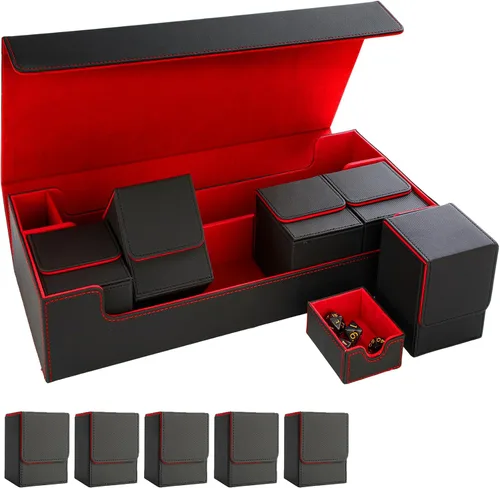Vista 9 de Estuche de almacenamiento prémium para tarjetas coleccionables TCG, caja con capacidad para más de 800 tarjetas con funda para MTG, YuGiOh, Uno
