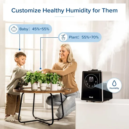 Vista 6 de LEVOIT LV600HH - Humidificador ultrasónico de rociada cálida y fría de 6L, humidificación rápida para dormitorio grande, difusor de aceite esencial