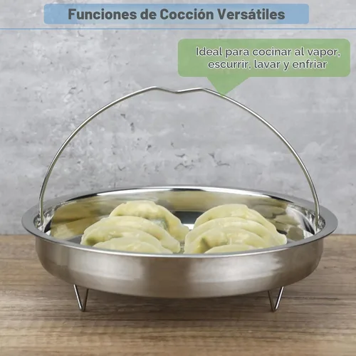 Vista 6 de EIKS Cesta de vapor de malla de acero inoxidable (8.0" de diámetro)