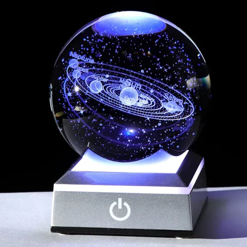 Vista 12 de Bola de cristal 3D grabada con colibrí en 3D con base LED colorida, esfera de vidrio de 8 cm, ideas para decoración del hogar y regalos para amigos
