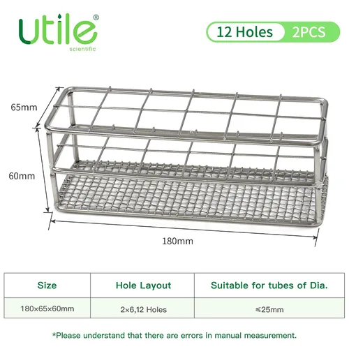 Vista 4 de Utile Estante 2pcs del tenedor del tubo de ensayo del acero inoxidable de 12 agujeros, conveniente para el diámetro del tubo de ensayo por debajo