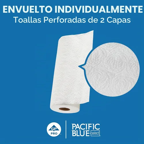 Vista 2 de Georgia-Pacific Pacific Blue Select rollos de toallas de papel perforados de 2 capas de Georgia-Pacific Pro, 100 hojas por rollo, 30 rollos por