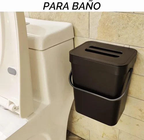 Vista 4 de stonespace Cubo de compost de cocina para encimera, pequeño bote de basura colgante con tapa debajo del fregadero para cocina y baño, cubo de Negro