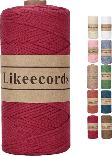 Vista 13 de Likeecords 100% Hilo de Ganchillo de Algodón Cordón de Bolsa de 2mm 170m Cordón de Macramé de 2mm Hilo de Crochet Cuerda de Macramé Regalo para Verde