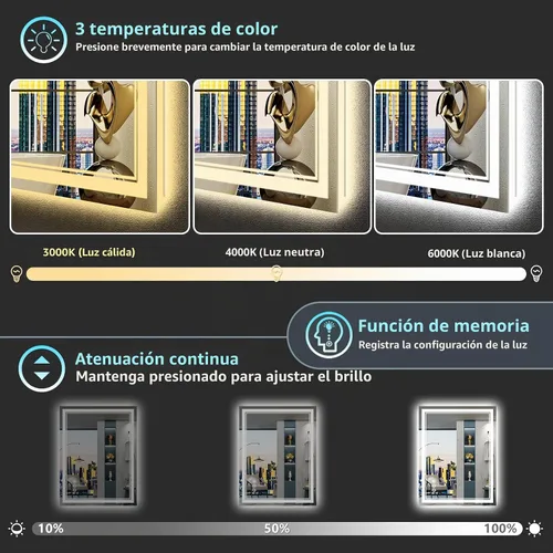 Vista 4 de 24x32 LED Bathroom Mirror, Backlit & Front Lit Lighted Mirror Retroiluminado+luz frontal