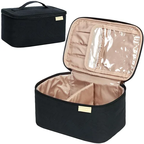 Vista 15 de NISHEL Bolsa de Maquillaje de Viaje Grande de Doble Capa para Mujeres, Estuche Cosmético, Organizador para Accesorios de Tamaño de Viaje, Botellas