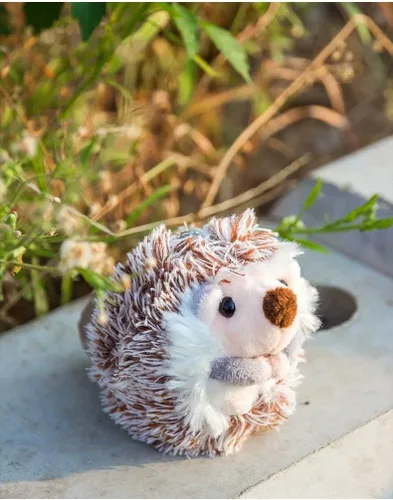 Vista 2 de UR Sunshine Llavero creativo divertido de Kawai pequeño erizo marrón para niños y niñas llavero de peluche suave con diseño de erizo mochila