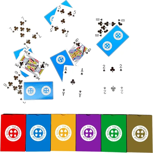 Vista 5 de TSB Paquete de 12 cartas de puente de impresión estándar, 6 colores, fácil almacenamiento