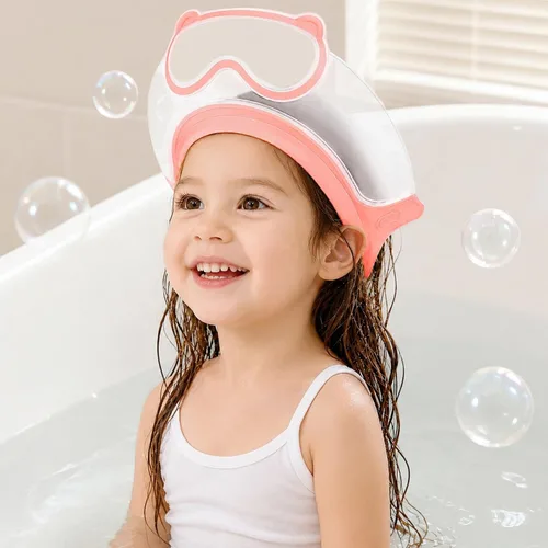 Vista 15 de FUNUPUP Gorro de ducha de bebé para niños, gorra de champú de baño para bebé, protector de lavado de cabello, sombrero de baño de silicona ajustable