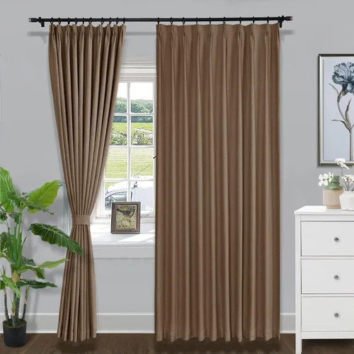 Vista 19 de Fcosie Cortinas opacas de lino de 63 pulgadas de largo, cortinas plisadas para barra transversal, cortinas con aislamiento térmico para comedor