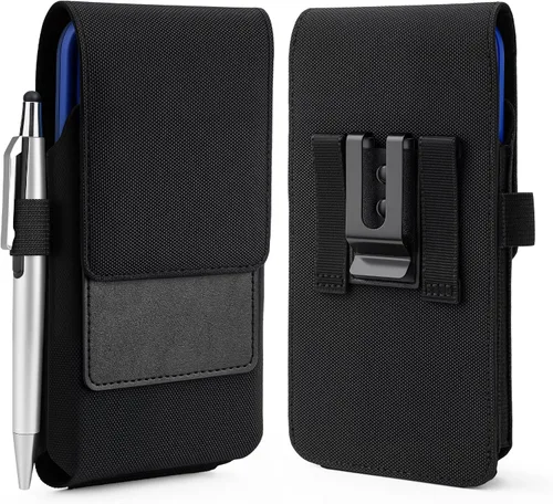 Vista 9 de BECPLT Funda de cinturón de cuero para iPhone 16 Pro/15/14/13/12/11 Pro y Galaxy S25/S24/S23/S22/S21/S20 - Estuche duro delgado con clip/asas