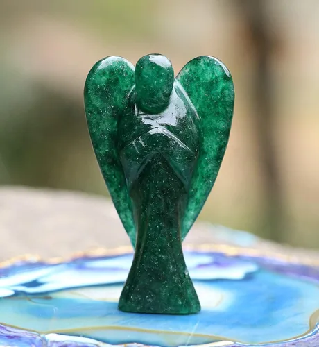 Vista 22 de Crocon Figura curativa de ángel de bolsillo de siete chakras, cristales de ángel de la guarda tallados a mano para energía positiva, mini estatua