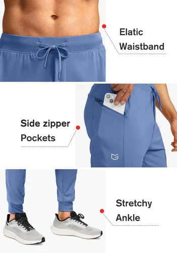 Vista 5 de G Gradual Pantalones deportivos para hombre con bolsillos con cremallera elásticos cónicos pantalones deportivos para hombre entrenamiento correr