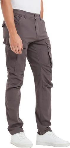 Vista 3 de Plaid&Plain Pantalones cargo ajustados con rodillas articuladas para hombre