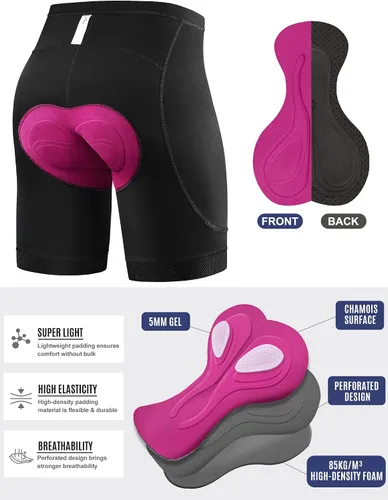Vista 3 de IUGA Pantalones cortos de ciclismo acolchados para mujer, 4D, transpirables, con relleno, pantalones cortos de ciclismo de montaña con bolsillos