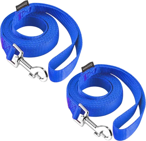 Vista 63 de AMAGOOD 6 pies de correas para cachorros/perros, correa de estilo tradicional resistente con gancho de cuello fácil de usar, correa para perros Negro