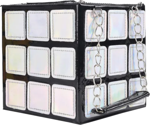 Vista 4 de QZUnique Bonito bolso con forma de cubo para mujer bolso de mano mágico con correa de hombro súper larga
