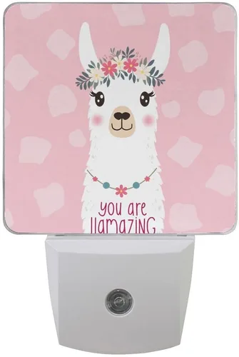Vista 8 de Lámpara de noche LED enchufable con sensor de luz, libélulas florales grungy, luz blanca, paquete de 2 unidades, para pasillo, baño, dormitorio