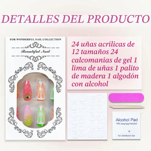 Vista 3 de Uñas postizas de almendra medianas MABKJLF con punta francesa, uñas falsas 3D con diseños de pedrería de flores de fresa, uñas pegajosas brillantes 1