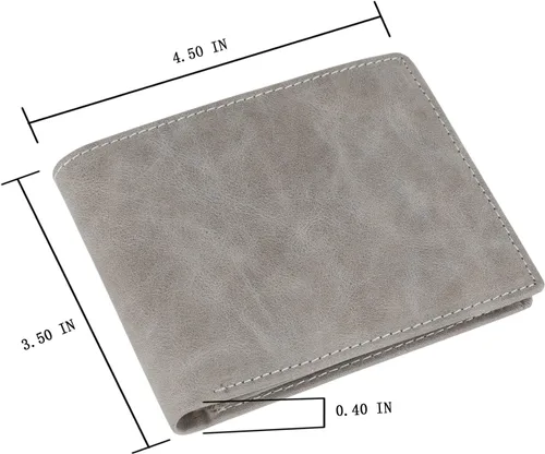Vista 8 de Billetera para hombrecon RFID bloqueo plegable en 3, piel genuina, cartera con 2ventanas para identificación