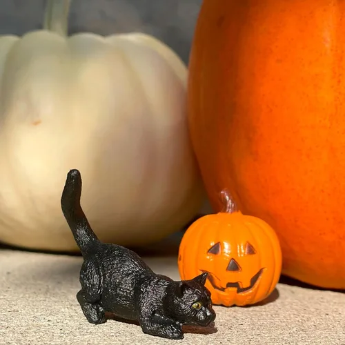 Vista 7 de Safari Ltd. Toob de Halloween que brilla en la oscuridad – Mini figuras: murciélago, gato, esqueleto, fantasma, bruja, caldero, araña, calabaza