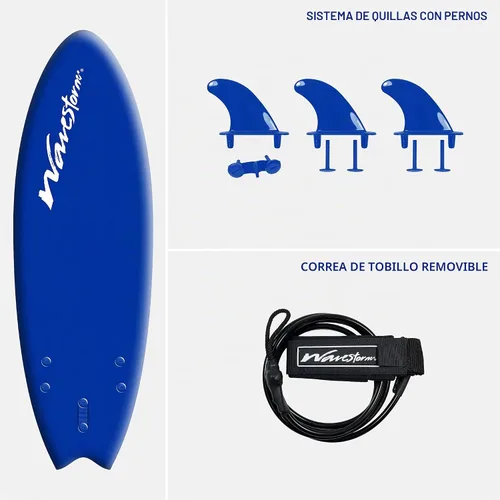Vista 6 de Wavestorm - Tabla de surf de espuma de 5'6" Azul