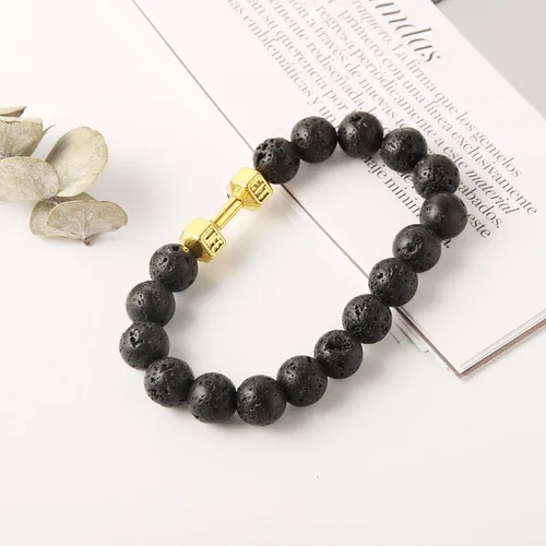 Vista 5 de STWTR Pulsera de cuentas para hombre y mujer, esqueleto humano de 0.394in, roca volcánica, ansiedad, pulsera de yoga para niños, Piedra de lava, n