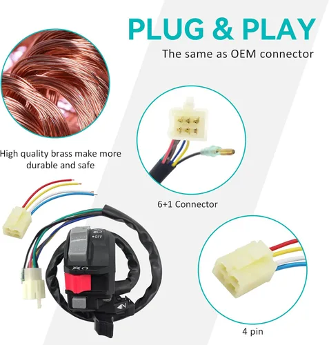Vista 3 de Compatible con Yamaha Big Bear 400 Kodiak 400 Grizzly 400 2000-2001 Interruptor de parada de arranque y relé de solenoide de arranque y enchufe