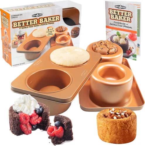 Vista 9 de SCS Direct Cook's Choice Better Baker - Tazón de postre comestible 2 en 1 y mini panificadora con libro de recetas de recetas - Molde para hornear