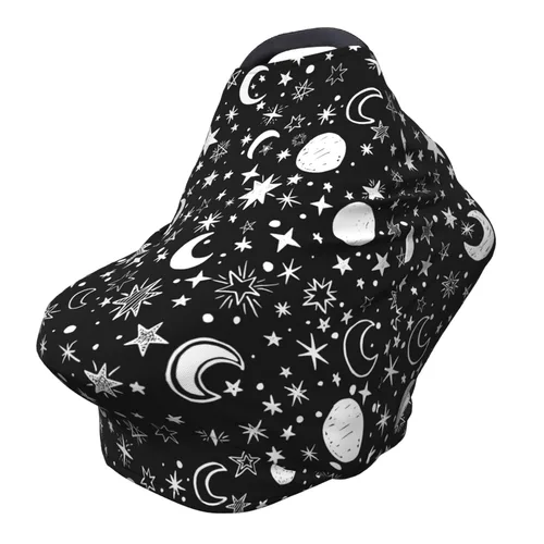 Vista 12 de Funda de asiento de coche con diseño gótico de murciélago negro para bebé, fundas de asiento de coche para niñas y niños, elástica, suave Murciélago
