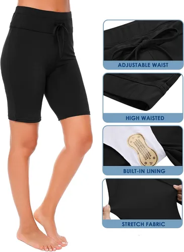 Vista 3 de Ekouaer pantalones cortos de surf deportivos, elastizados y lisos para playa para mujer