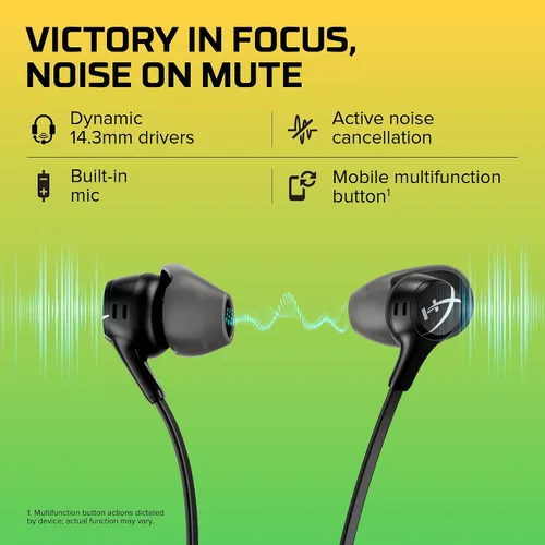 Vista 4 de HyperX Cloud Earbuds II – Controladores de 14mm, cuatro almohadillas, estuche de transporte de carcasa dura, enchufe de perfil bajo de 90°, enchufe