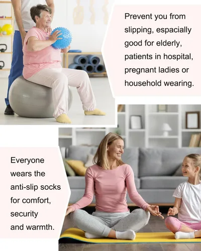 Vista 7 de Calcetines de pilates con empuñaduras para mujer, calcetines antideslizantes para yoga, barras, ballet, baile, entrenamiento descalzo, hospital