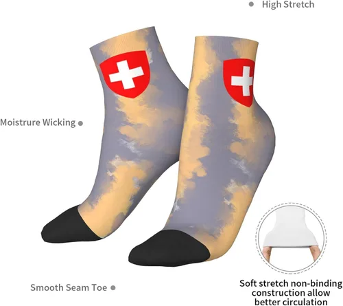 Vista 7 de Coat Of Arms Of Switzerland Ankle Socks Winter Low Cut Sports Warm Comfort Breathable Casual Socks For Mens And Womens