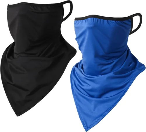 Vista 4 de CORIRESHA Polaina para el cuello de 2 piezas para mujer con trabillas para las orejas, cubierta de pasamontañas, protección contra el polvo y el sol