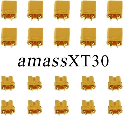 Vista 3 de Amass 20 pares XT30U (XT30 Upgrade) macho hembra bala conectores de alimentación con termorretráctil para batería RC Lipo
